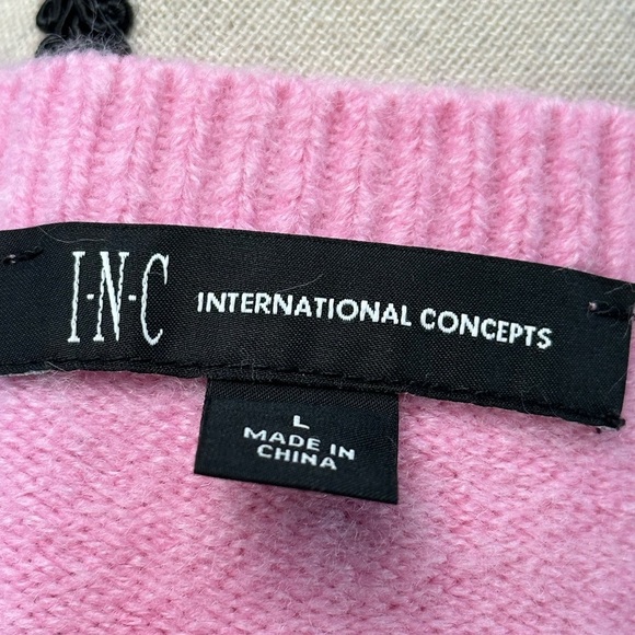 INC Long Sleeve Crew Neck Ruffle Shoulder Sweater - Peony Dream Pink -size Large - Picture 6 of 10